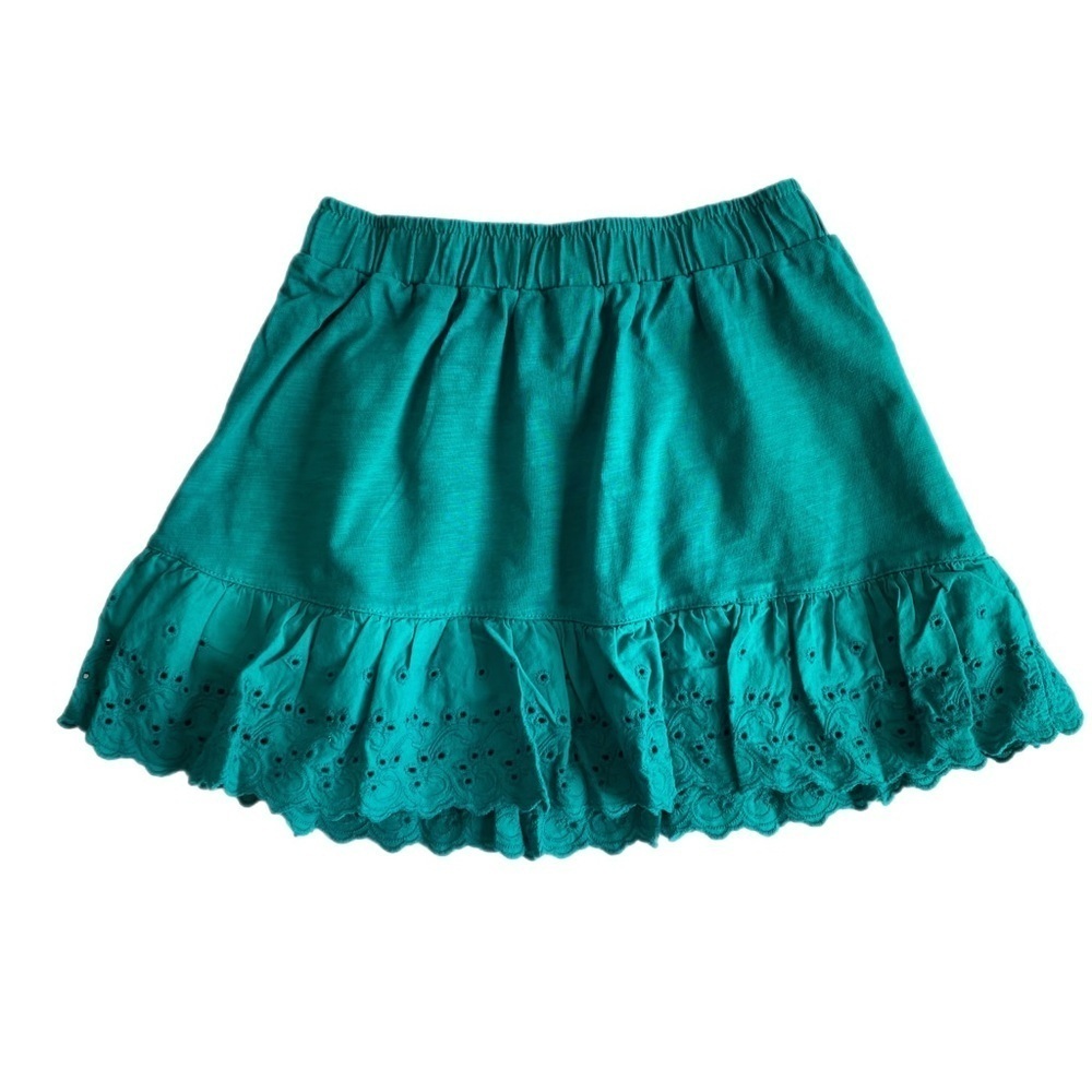 Crazy 8 Teal Colored Eyelet Ruffle Pull-On Skirt Sz 5/6